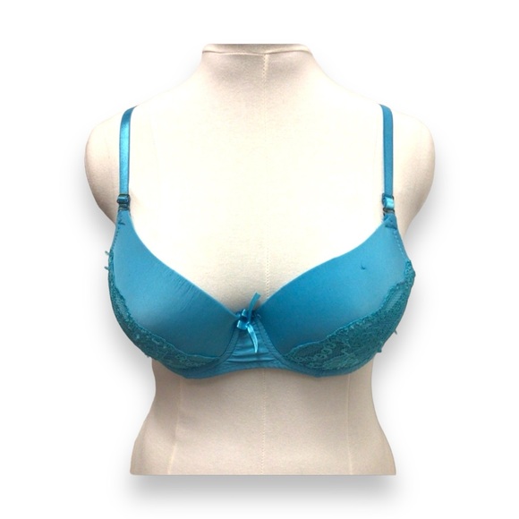Mamia Women’s 1/2 Lace Front Cup Padded Bra, Blue, size 40C - Picture 1 of 9